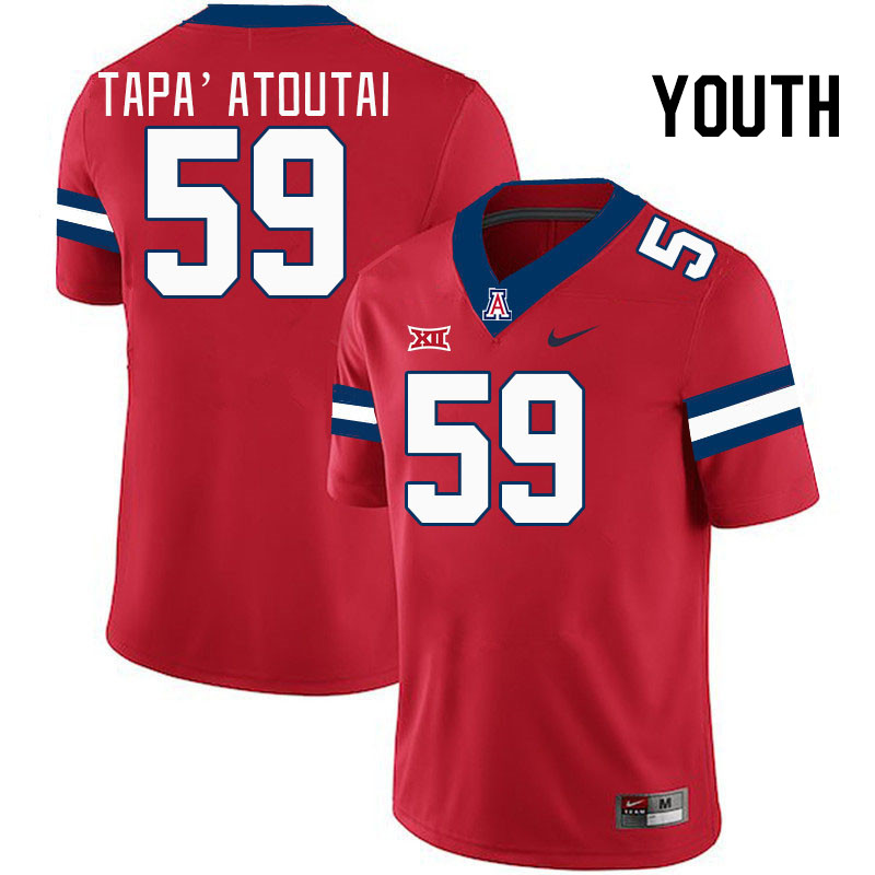 Youth #59 Rhino Tapa'atoutai Arizona Wildcats Big 12 Conference College Football Jerseys Stitched-Re